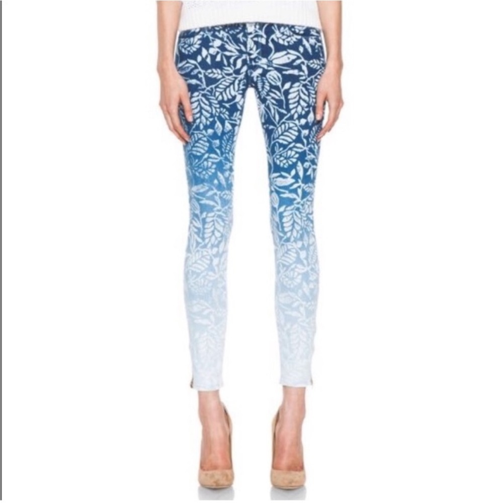 NWOT Mother Looker Ankle Zip Skinny Jean Ombré Denim Magical Flowers